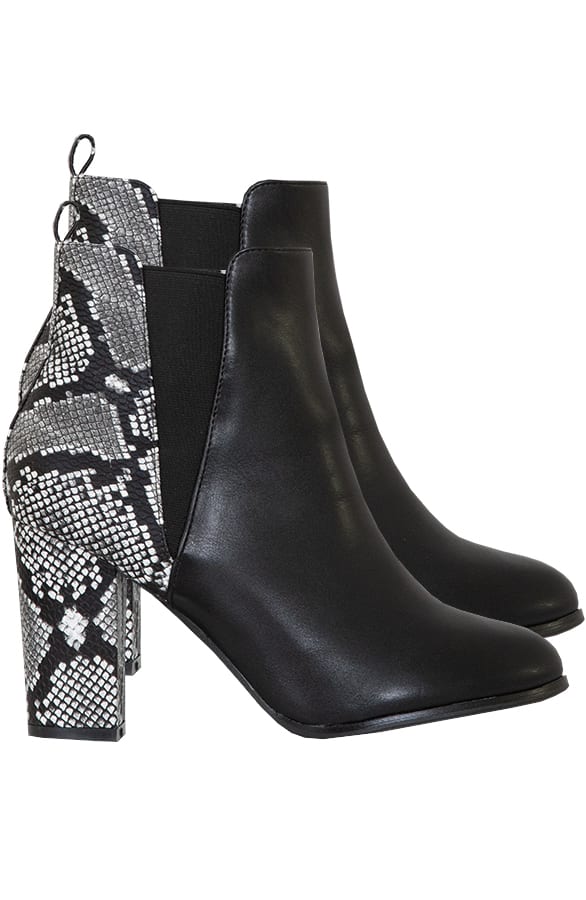 Schlangenprint-Stiefeletten mit Absatz, Shoparchiv, Foto 1
