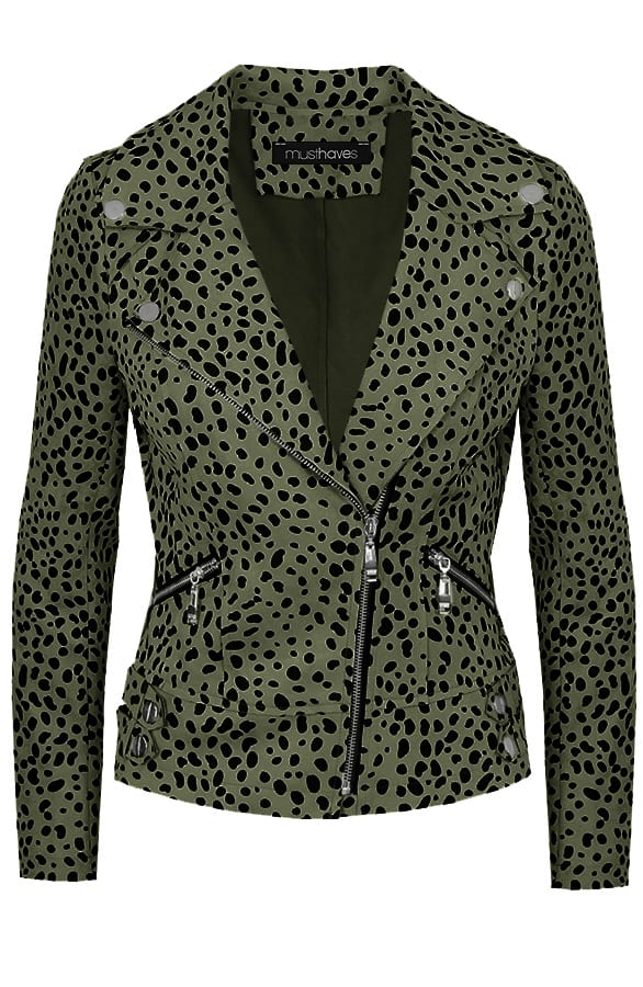Suede Biker Jacket Cheetah Army – shoparchief, foto 1