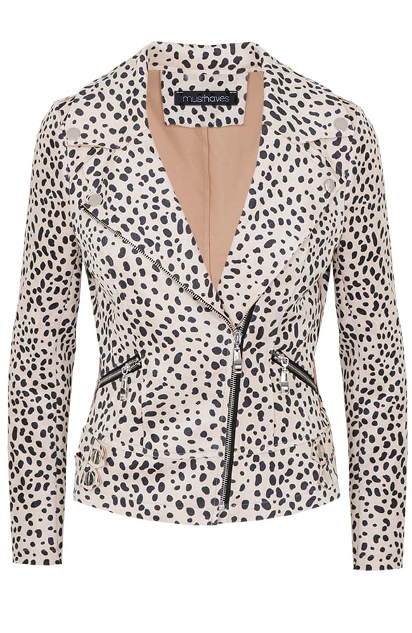 Suede Biker Jacket Cheetah Beige – shoparchief, foto 1