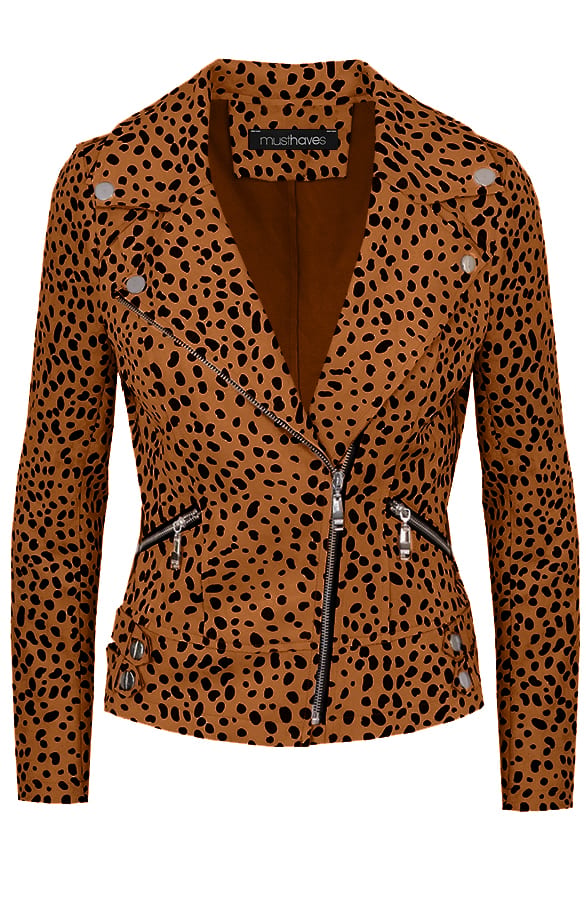 Suede Biker Jacket Cheetah Cognac – shoparchief, foto 1
