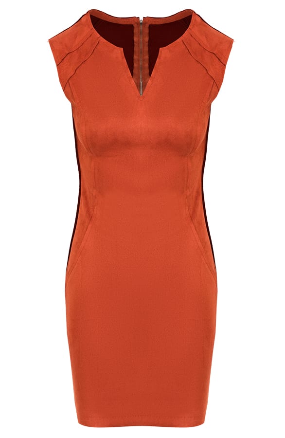 Suede Jurk Rits Terracotta – shoparchief, foto 1