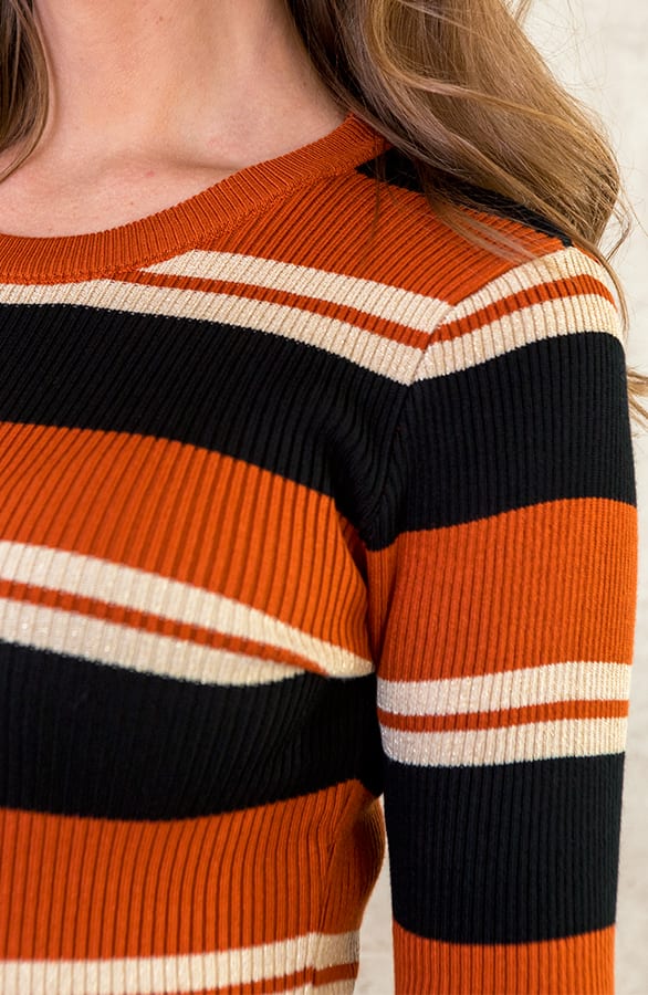 Gestreepte Jurk Stretch Terracotta – shoparchief, foto 5