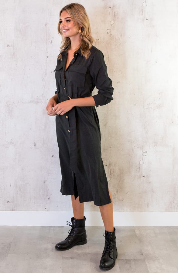 Lange Blouse Met Knopen Zwart – shoparchief, foto 3