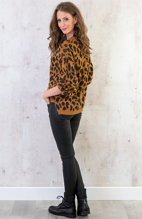 Gebreide Panter Trui Cognac – shoparchief, foto 5