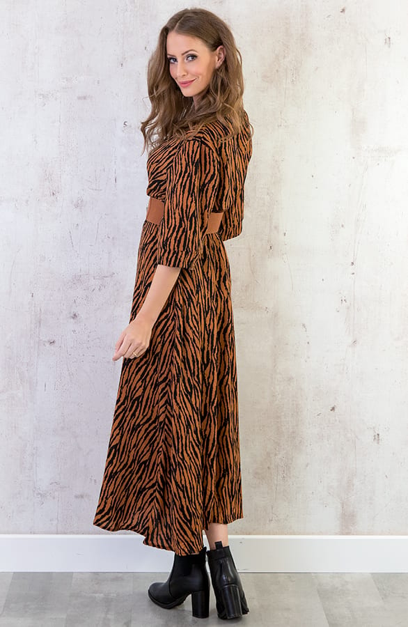 Maxi Jurk Zebraprint Cognac – shoparchief, foto 2