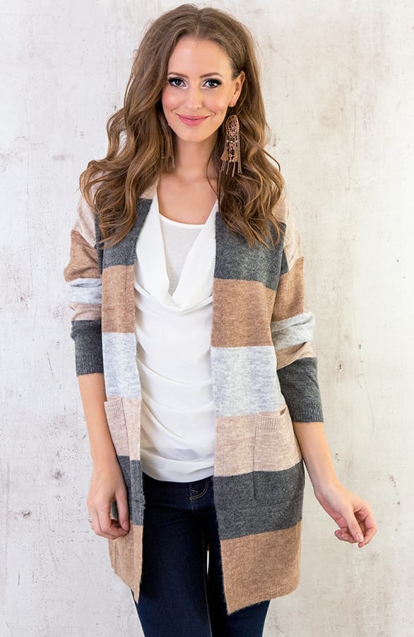 Gestreept Vest Taupe – shoparchief, foto 6