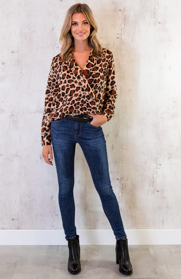 Panter Blouse Overslag Beige – shoparchief, foto 4