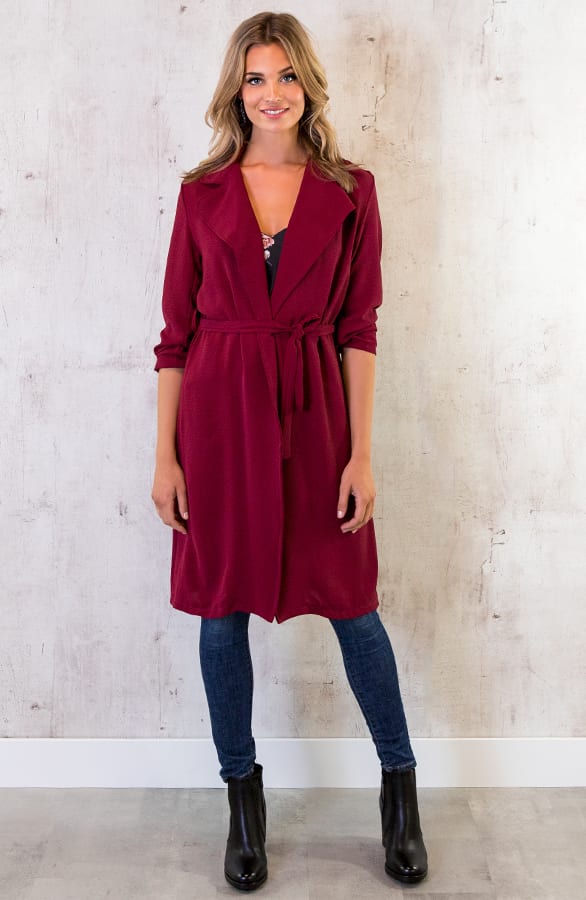 Trenchcoat Dames Bordeaux – shoparchief, foto 2