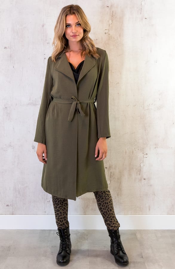 Trenchcoat Dames Legergroen – shoparchief, foto 2