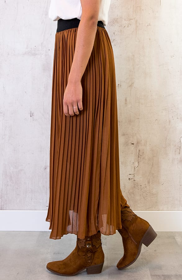 Plooirok Dames Cognac – shoparchief, foto 3