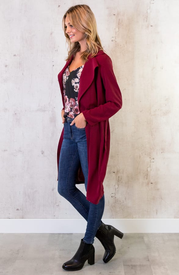 Trenchcoat Dames Bordeaux – shoparchief, foto 7