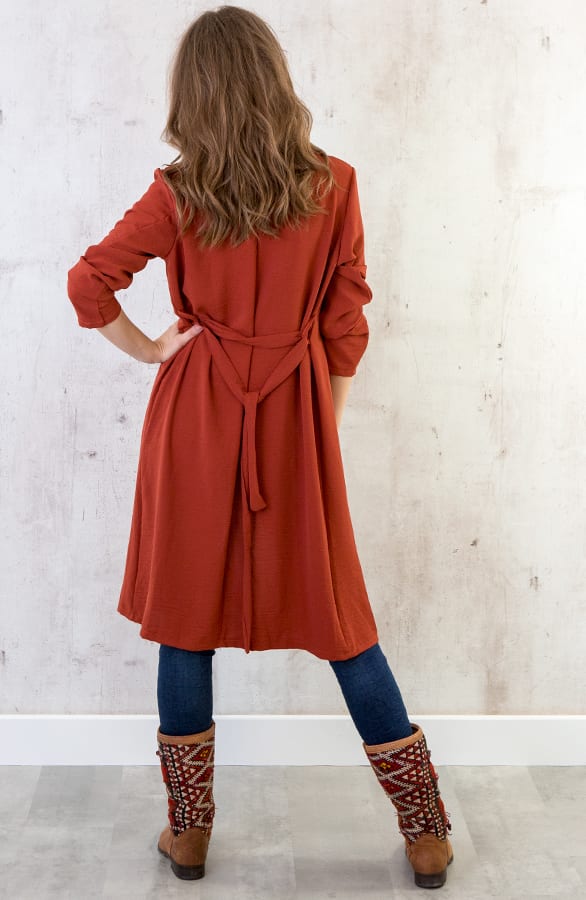 Trenchcoat Dames Terracotta – shoparchief, foto 3
