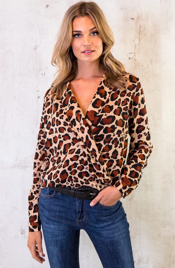 Panter Blouse Overslag Beige – shoparchief, foto 2