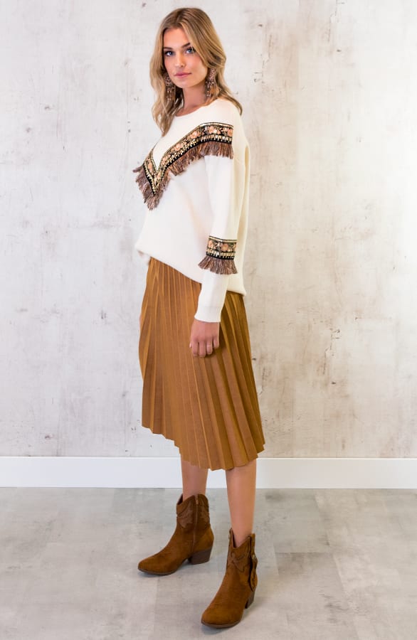 Plisse Rok Suede Camel – shoparchief, foto 5