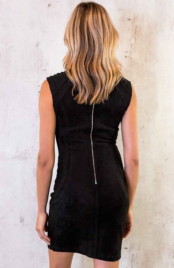 Suede Jurk Rits Zwart – shoparchief, foto 4