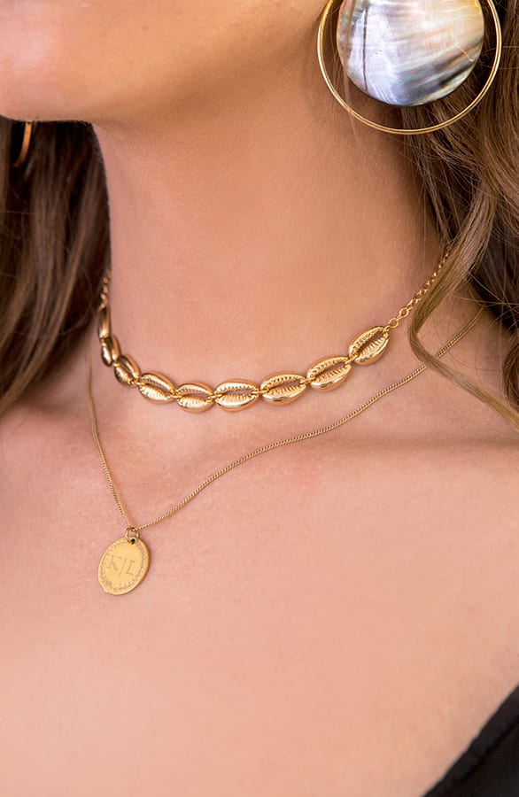 Choker Ketting Schelpen Goud – shoparchief, foto 2
