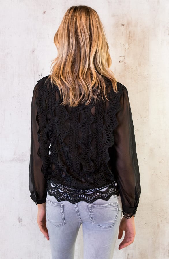 Blouse Met Kant Zwart Dames – shoparchief, foto 5