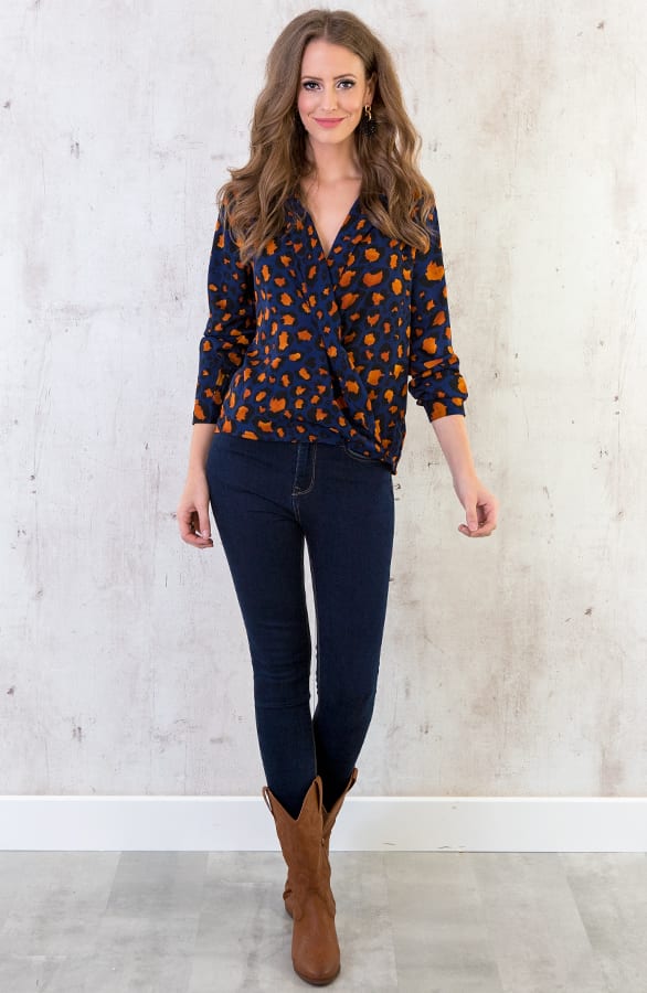 Panter Blouse Overslag Marine – shoparchief, foto 4