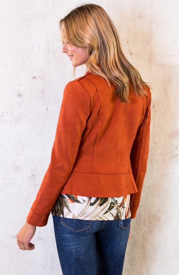 Suede Biker Jacket Terracotta – shoparchief, foto 6