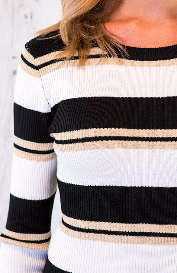 Gestreepte Jurk Stretch Creme – shoparchief, foto 4