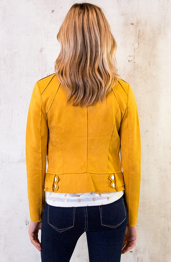 Suede Biker Jacket Okergeel – shoparchief, foto 5