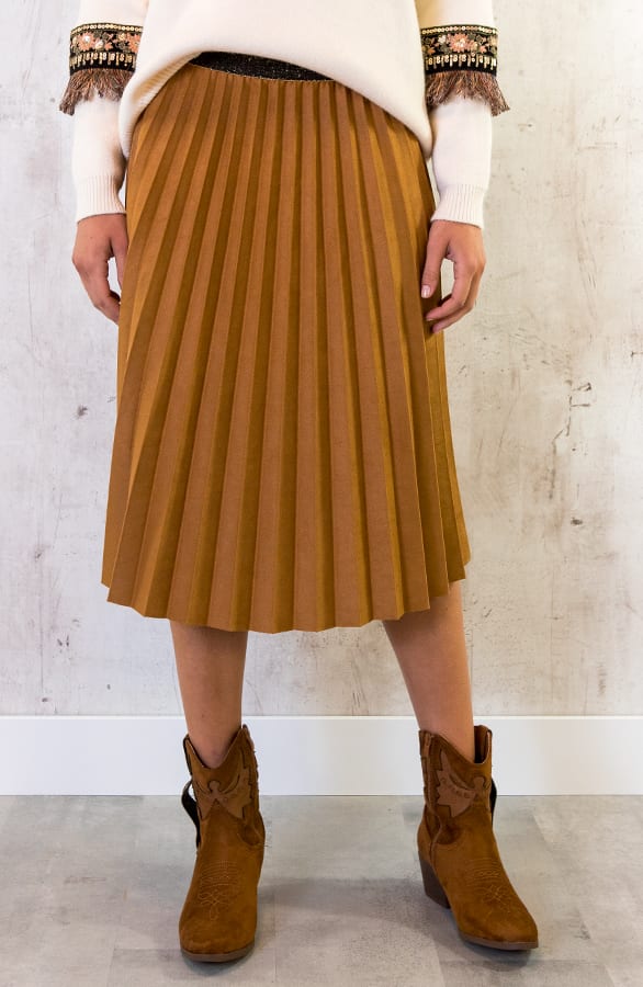 Plisse Rok Suede Camel – shoparchief, foto 2