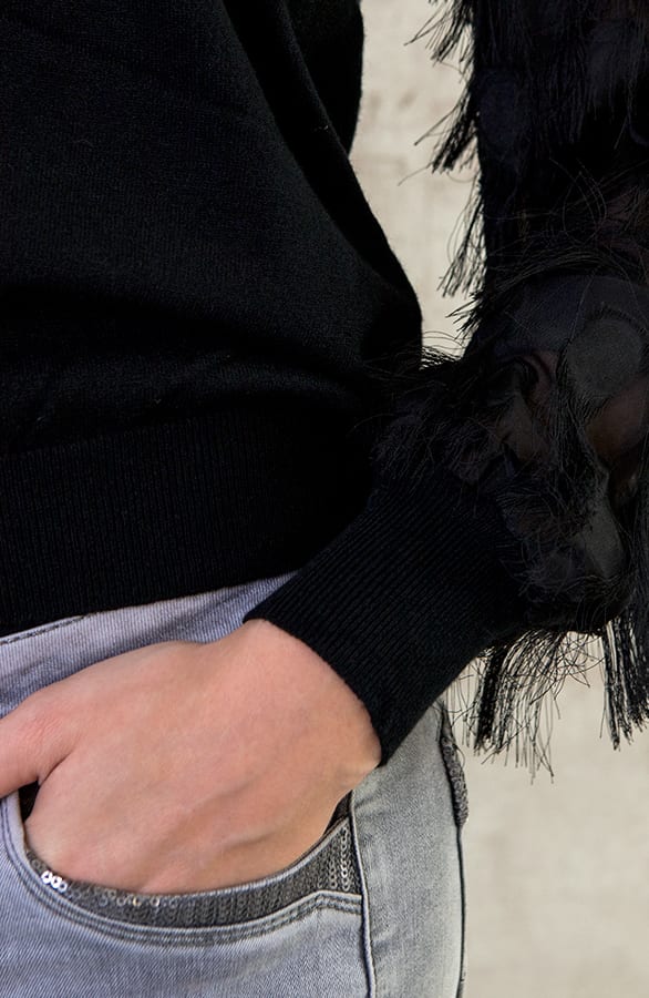 Trui Met Fringe Zwart – shoparchief, foto 7
