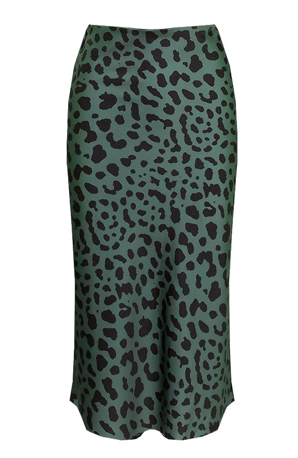 Cheetah Rok Zijde Groen – shoparchief, foto 1