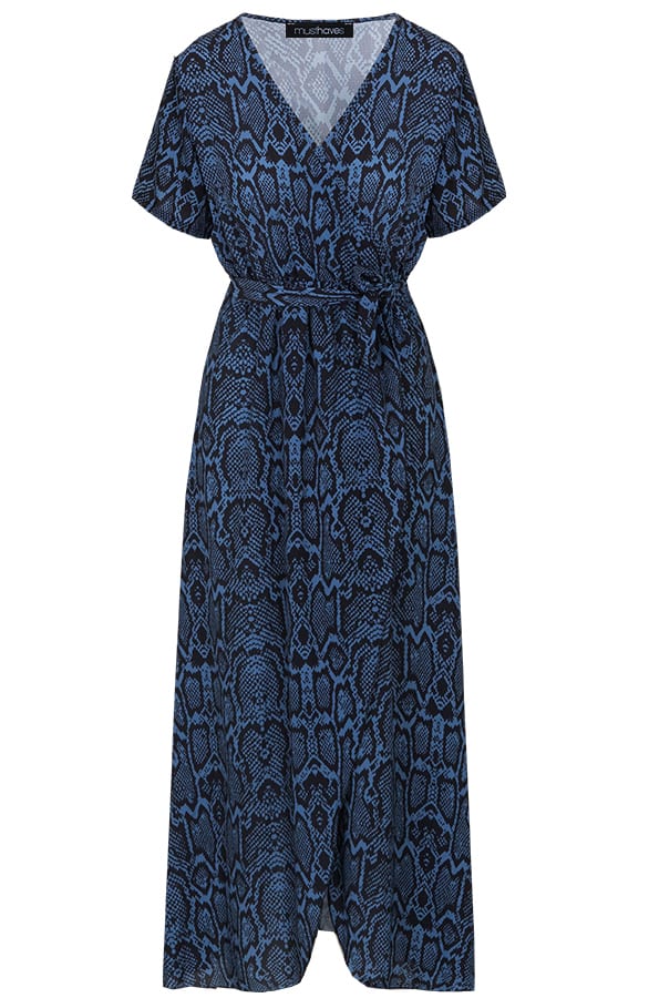 Slangenprint Jurk Lang Blauw – shoparchief, foto 1