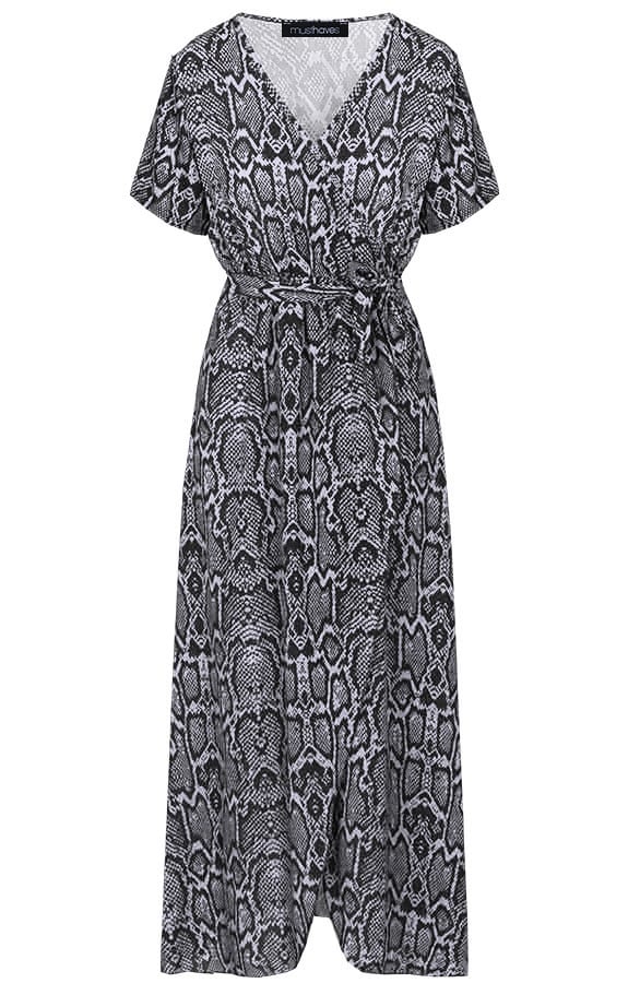 Slangenprint Jurk Lang Zwart – shoparchief, foto 1