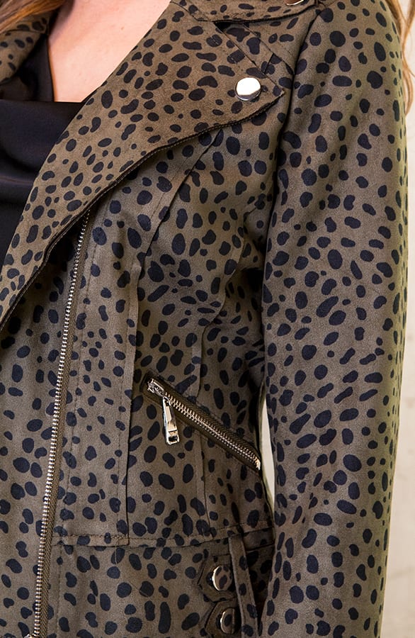 Suede Biker Jacket Cheetah Army – shoparchief, foto 6