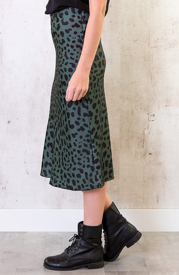 Cheetah Rok Zijde Groen – shoparchief, foto 3