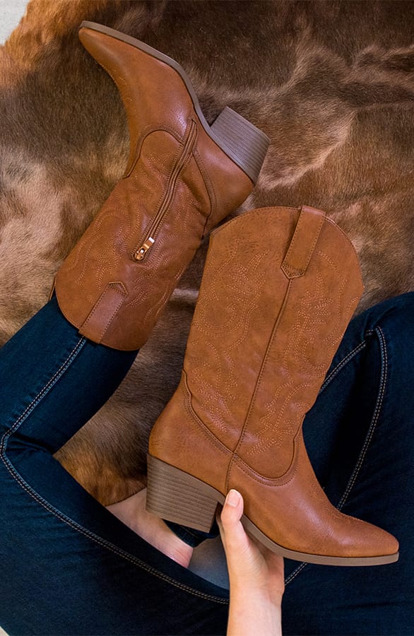 Cowboylaarzen Leer Cognac – shoparchief, foto 3