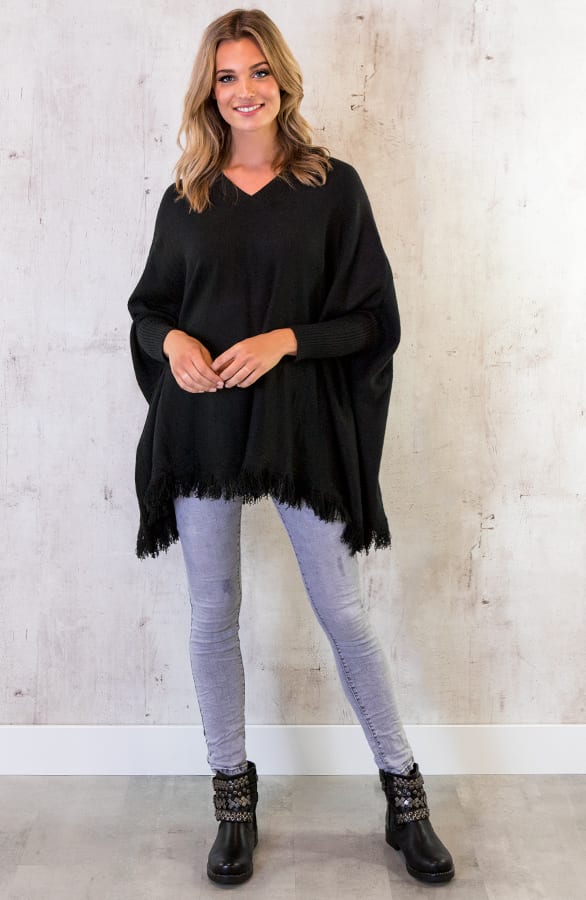Poncho Sweater Zwart – shoparchief, foto 3