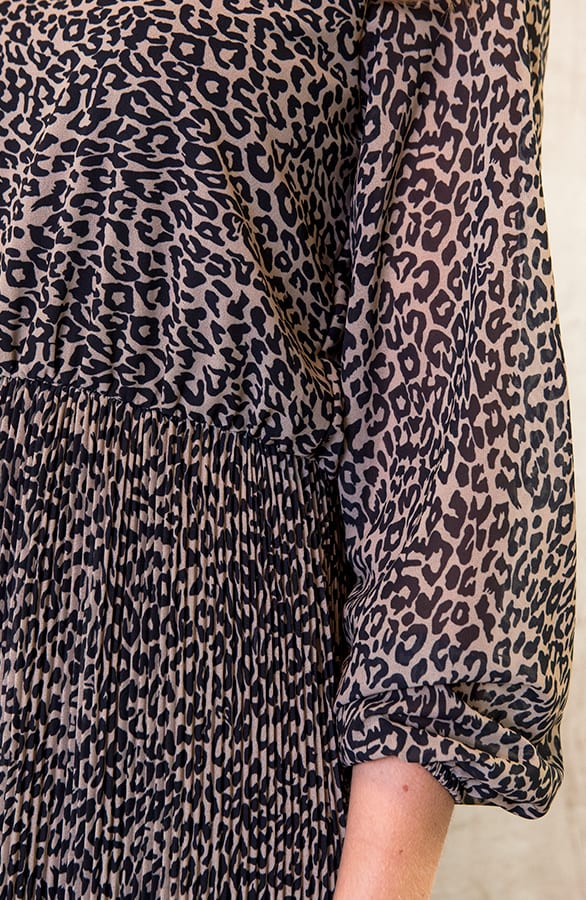 Panter Plissé Jurk Beige – shoparchief, foto 5