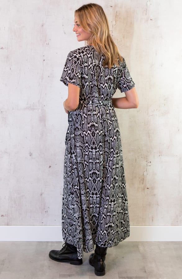 Slangenprint Jurk Lang Zwart – shoparchief, foto 3