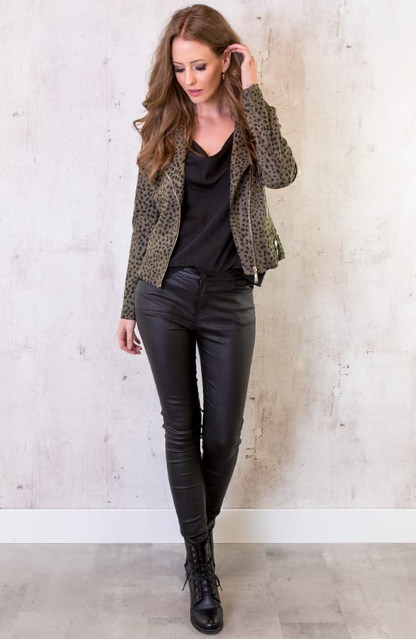 Suede Biker Jacket Cheetah Army – shoparchief, foto 5