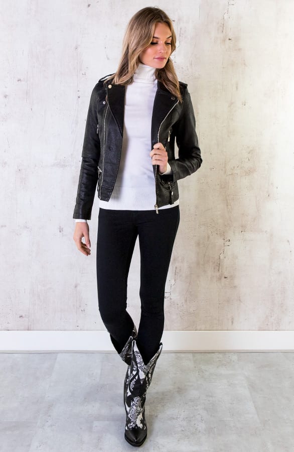 Leren Biker Jacket Zwart – shoparchief, foto 5