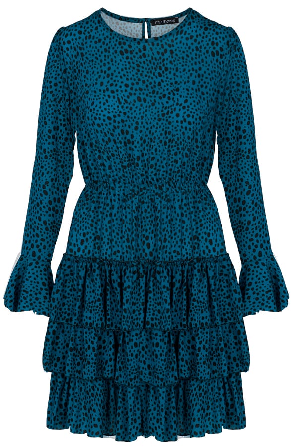 Cheetah Laagjes Jurk Petrol – shoparchief, foto 1
