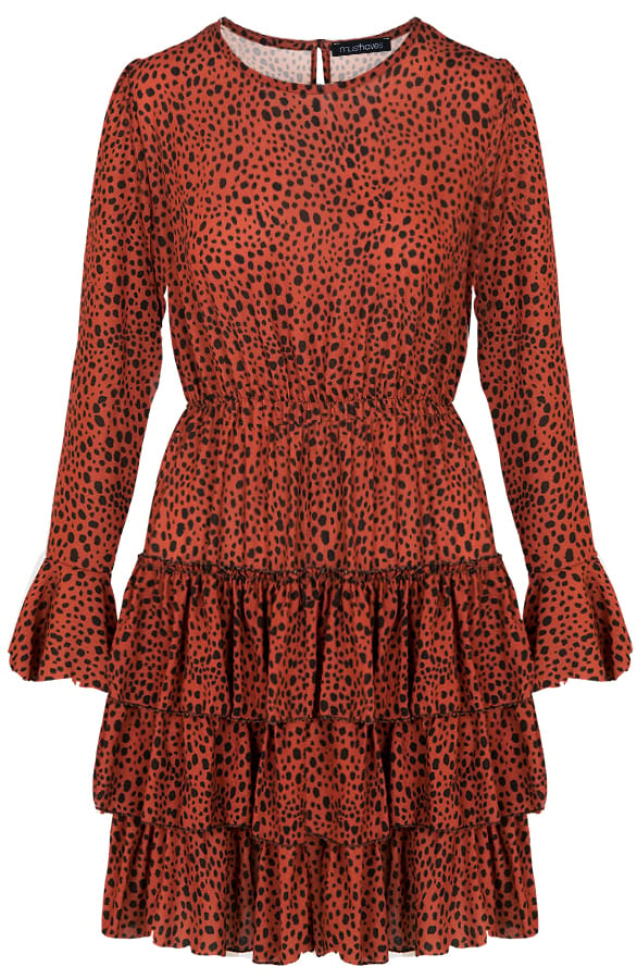 Cheetah Laagjes Jurk Terracotta – shoparchief, foto 1