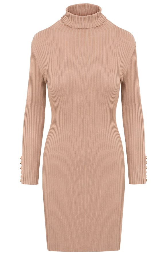 Col Jurk Met Knopen Taupe – shoparchief, foto 1