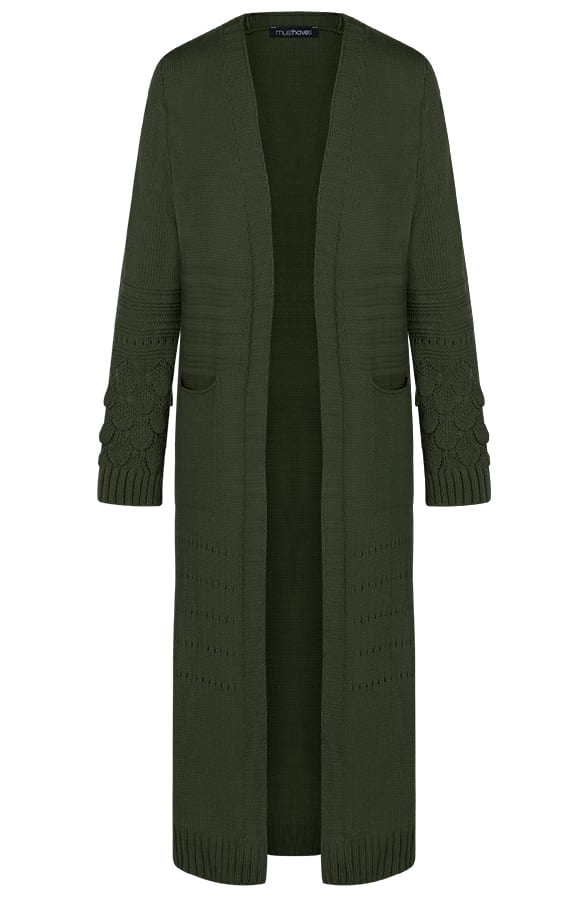 Lang Vest Gebreid Legergroen – shoparchief, foto 1