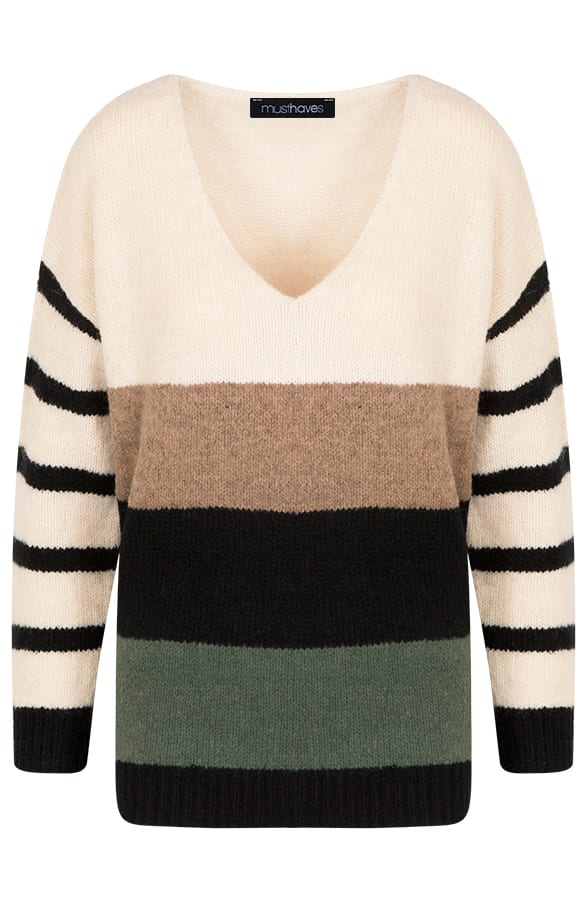 Strepen Trui Oversized Creme – shoparchief, foto 1