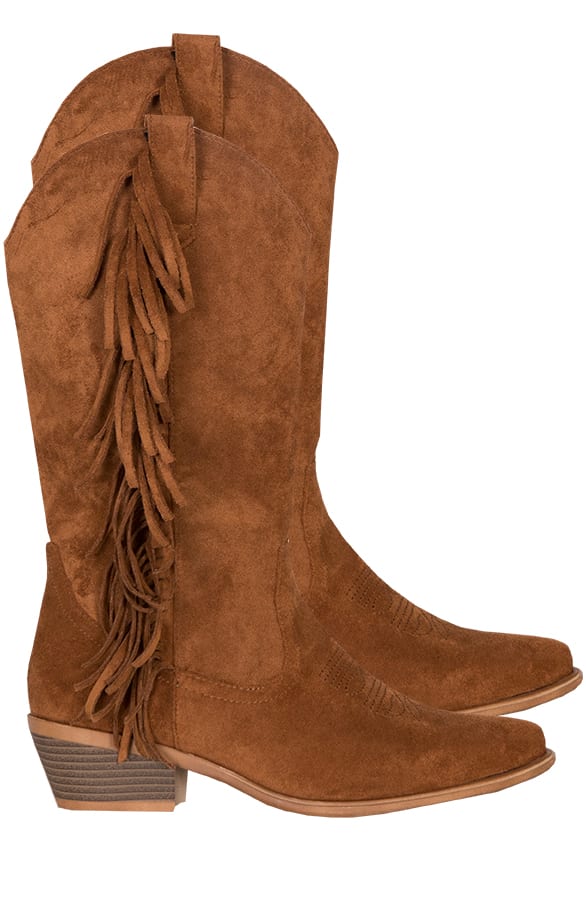 Suede Cowboylaarzen Fringe Cognac – shoparchief, foto 1