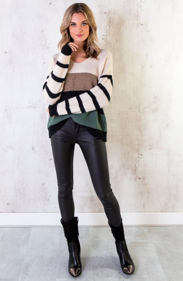Strepen Trui Oversized Creme – shoparchief, foto 5