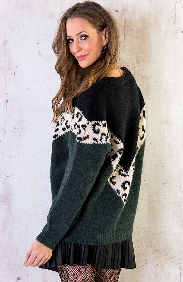 Oversized Trui Panter Groen – shoparchief, foto 4