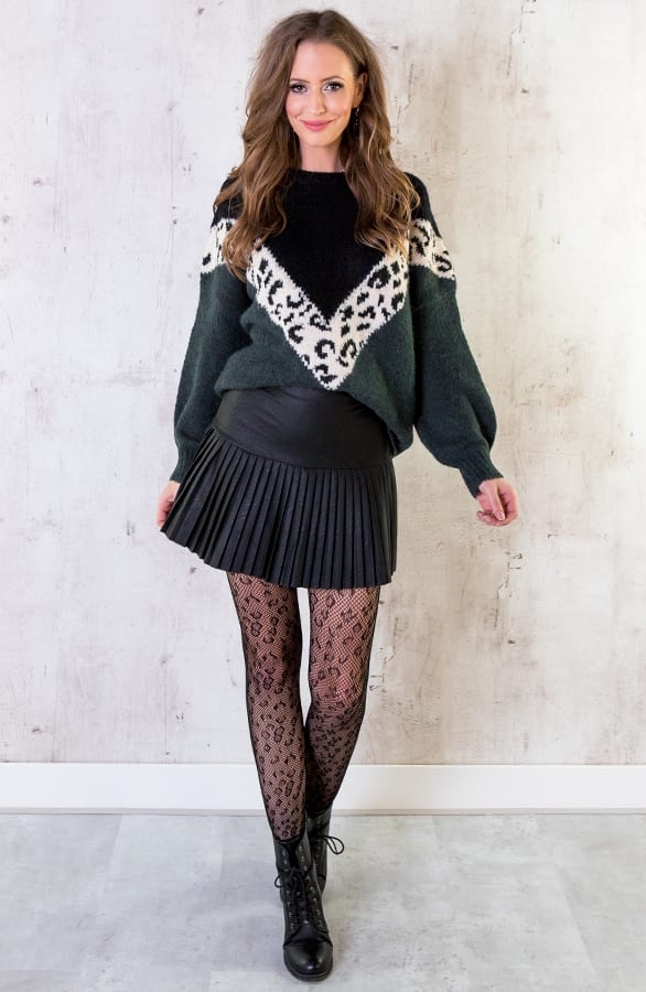 Oversized Trui Panter Groen – shoparchief, foto 1