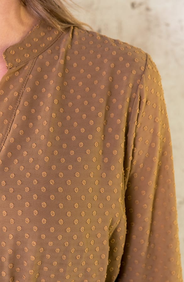 Laagjes Stippen Jurk Camel – shoparchief, foto 5