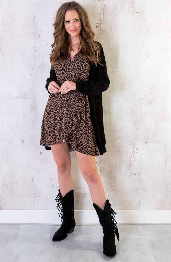 Jurk Met Overslag Panter Cognac – shoparchief, foto 7