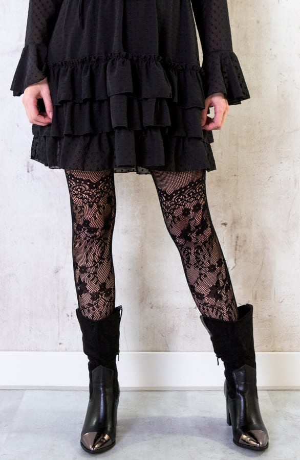 Bloemen Panty Zwart – shoparchief, foto 2